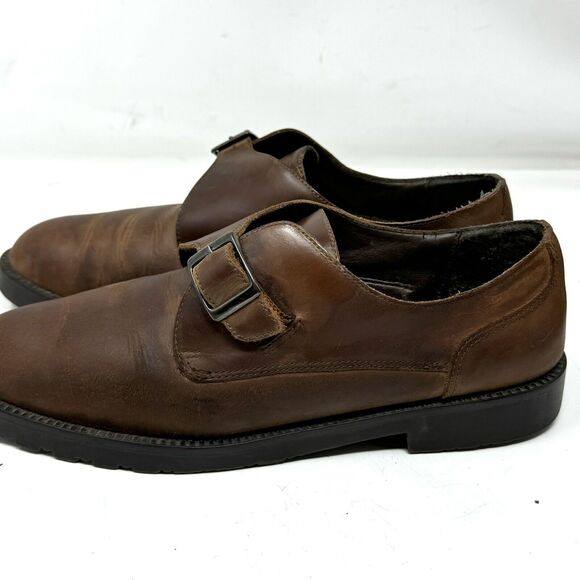 Vintage Cherokee Brown Leather Buckle Strap Loafers Women’s Size 9 - Picture 2 of 6